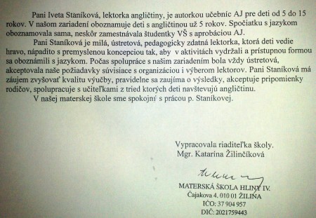 MŠ Čajaková 4, Hliny IV, Žilina